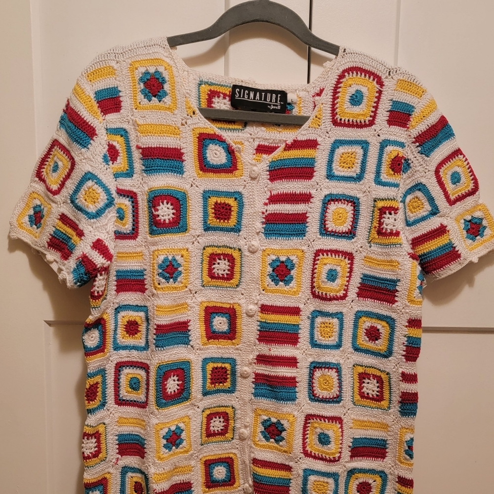 Signature by Jerell Colorful Crochet Top